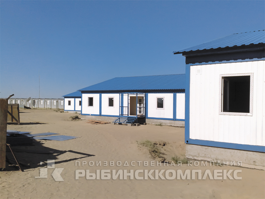 Казахстан, вахтовый городок на 200 мест  из модульных зданий и отдельностоящих блок-контейнеров складского и технологического назначения