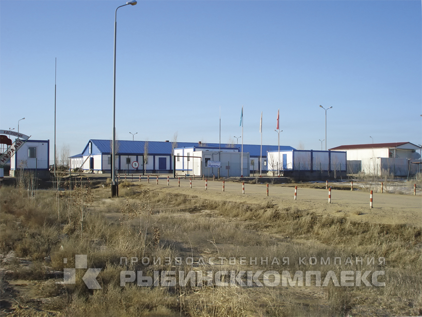 Казахстан, комплекс модульных зданий  на 70 человек на базе сблокированных и отдельностоящих блок-контейнеров жилого и технологического назначения