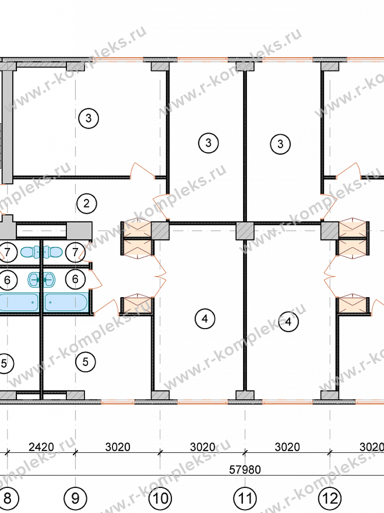 Модульный 24-квартирный жилой дом 2090.76 м²: проектирование, изготовление,  цены (проект #МЗ_СПК_О-72_0073)